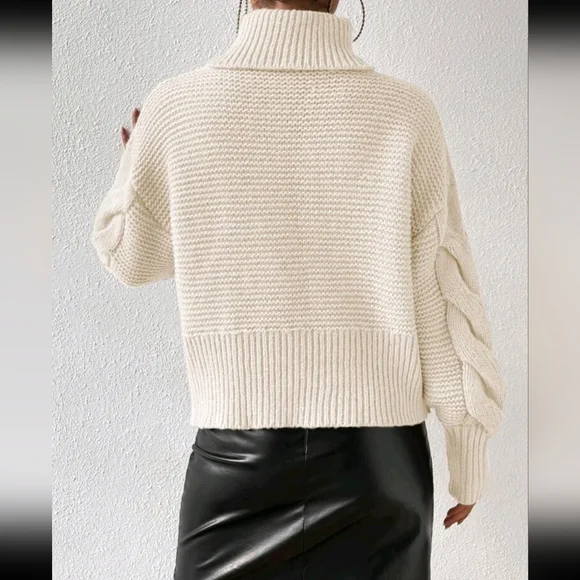 Turtleneck Cable Knit Drop Shoulder Sweater$21.04 630.49 -31% - Picture 6 of 6